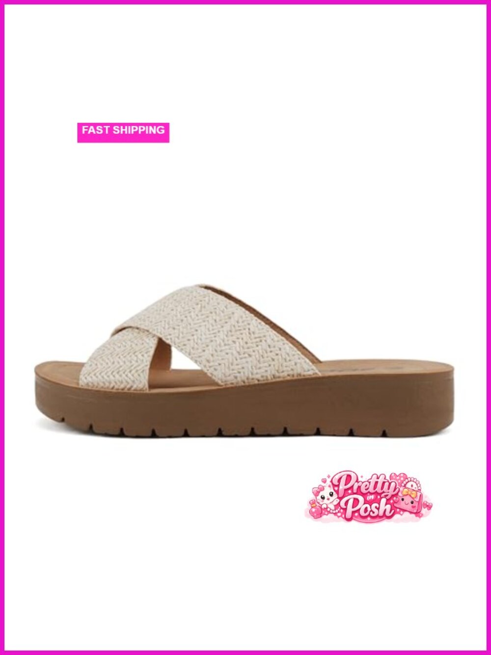 Open Toe Crisscross Band Platform Slide Sandals